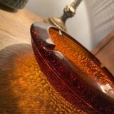 Vintage Amber Textured Glass Ashtray – 1970s – Space Style