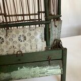 Octagonal bird cage made of wood and wire around 1920