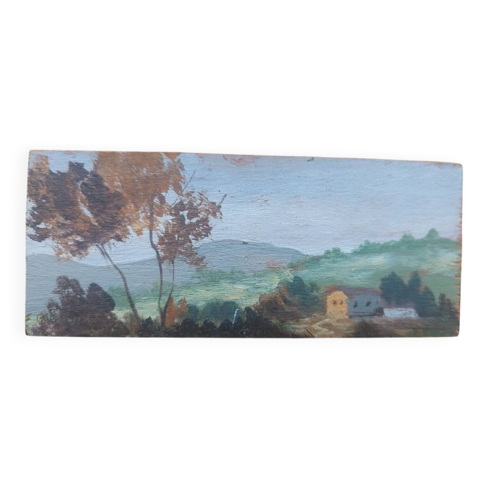 Petit tableau huile sur bois paysage toscan