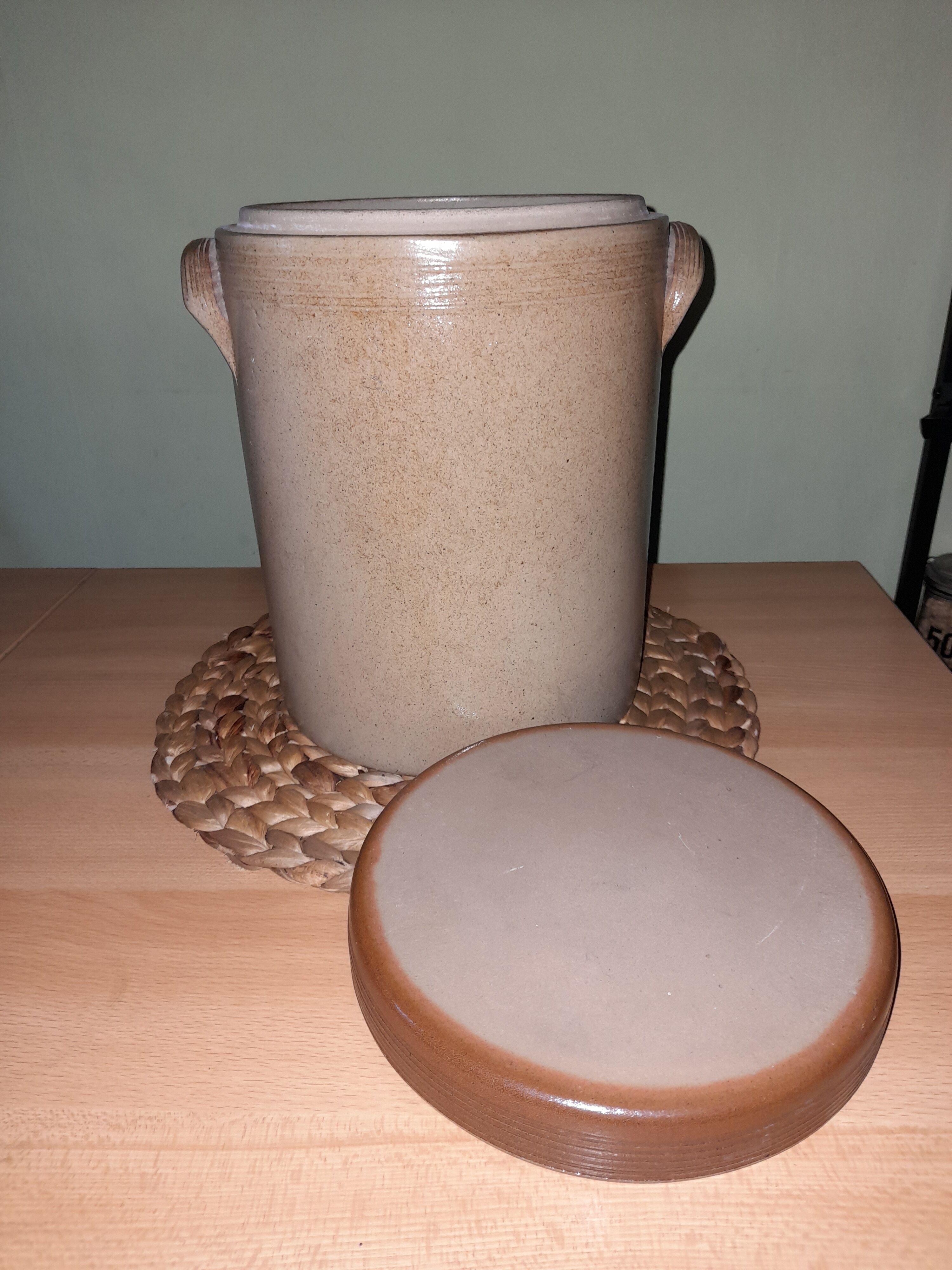 Old large grease pot candied, salter 6L in grès