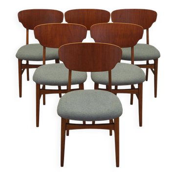 Set of six teak chairs, Danish design, 1970s, production: Denmark
