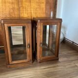 Pair of beveled glass display cases