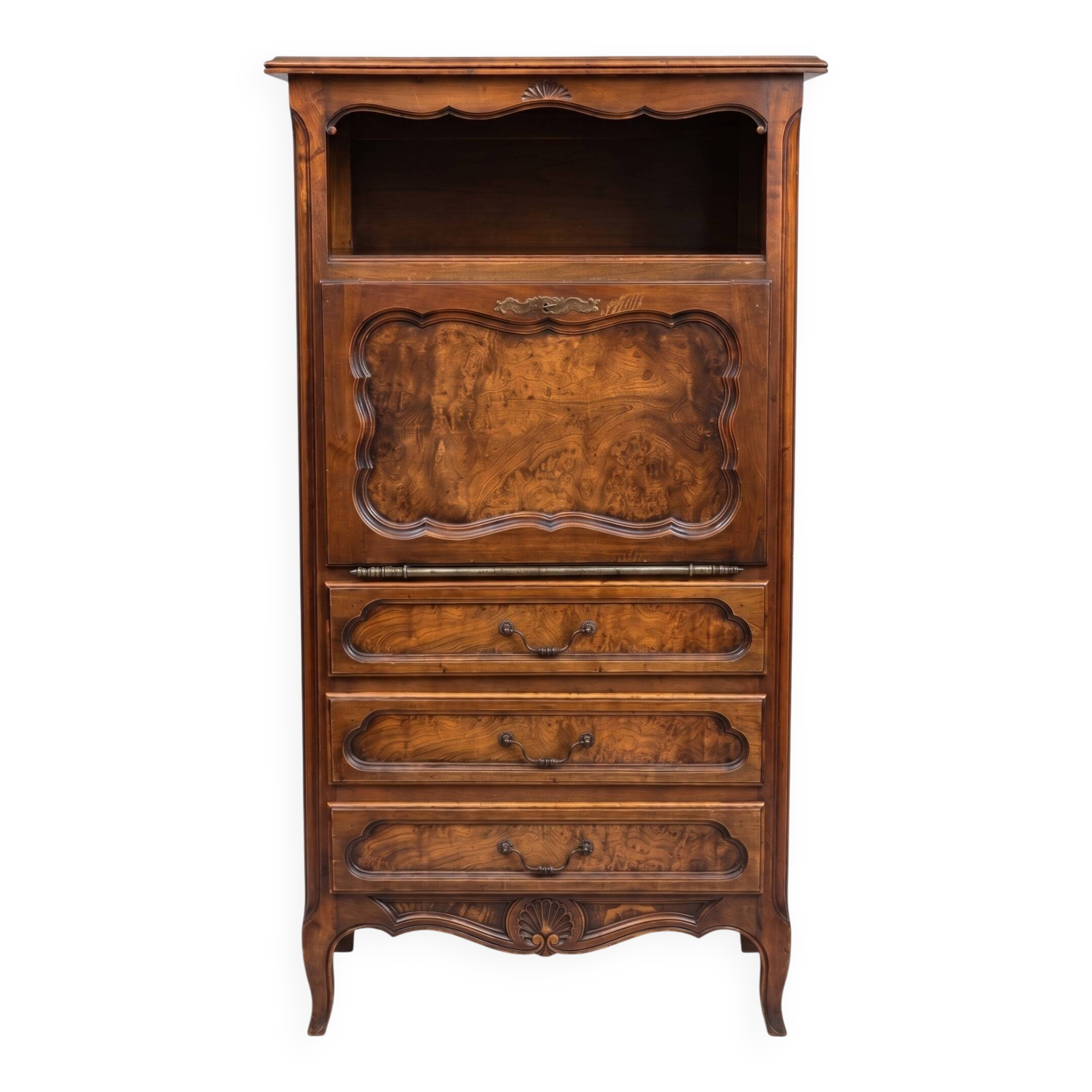 Secrétaire en bois et loupe d’orme style Bressan