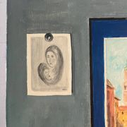 Still life with wine and painting, signed