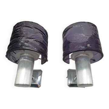 Pair of purple wall lights from the 70s
