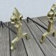 Imposing old "fleur-de-lys" andirons in solid bronze, late 19th century