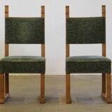 Vintage 1950s signature, solid oak dining throne chairs, Danish craftsmanship
