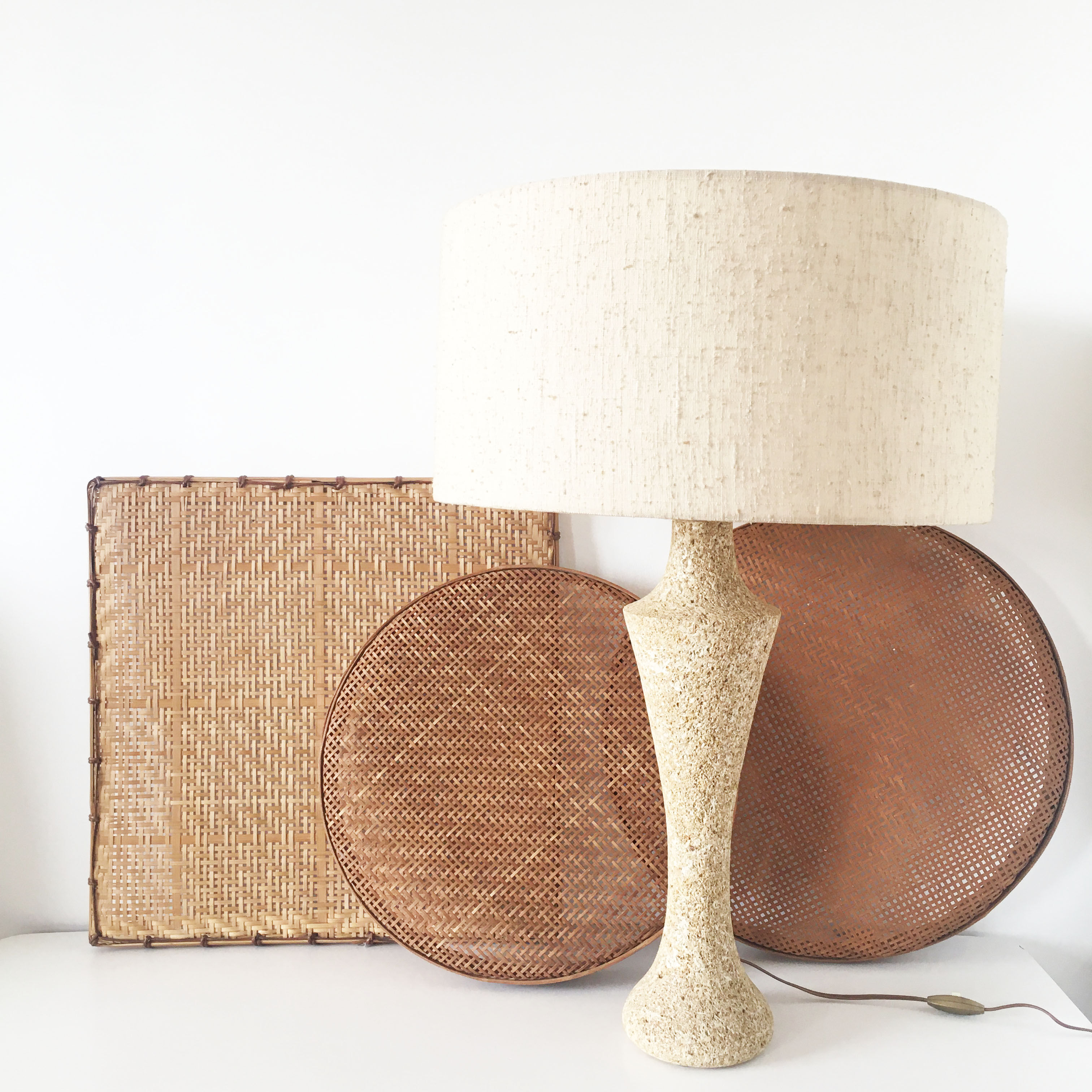 Vintage stone lamp reconstituted 1970