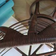Vintage set of 2 swivel chairs in bamboo and rattan - Papasan shape