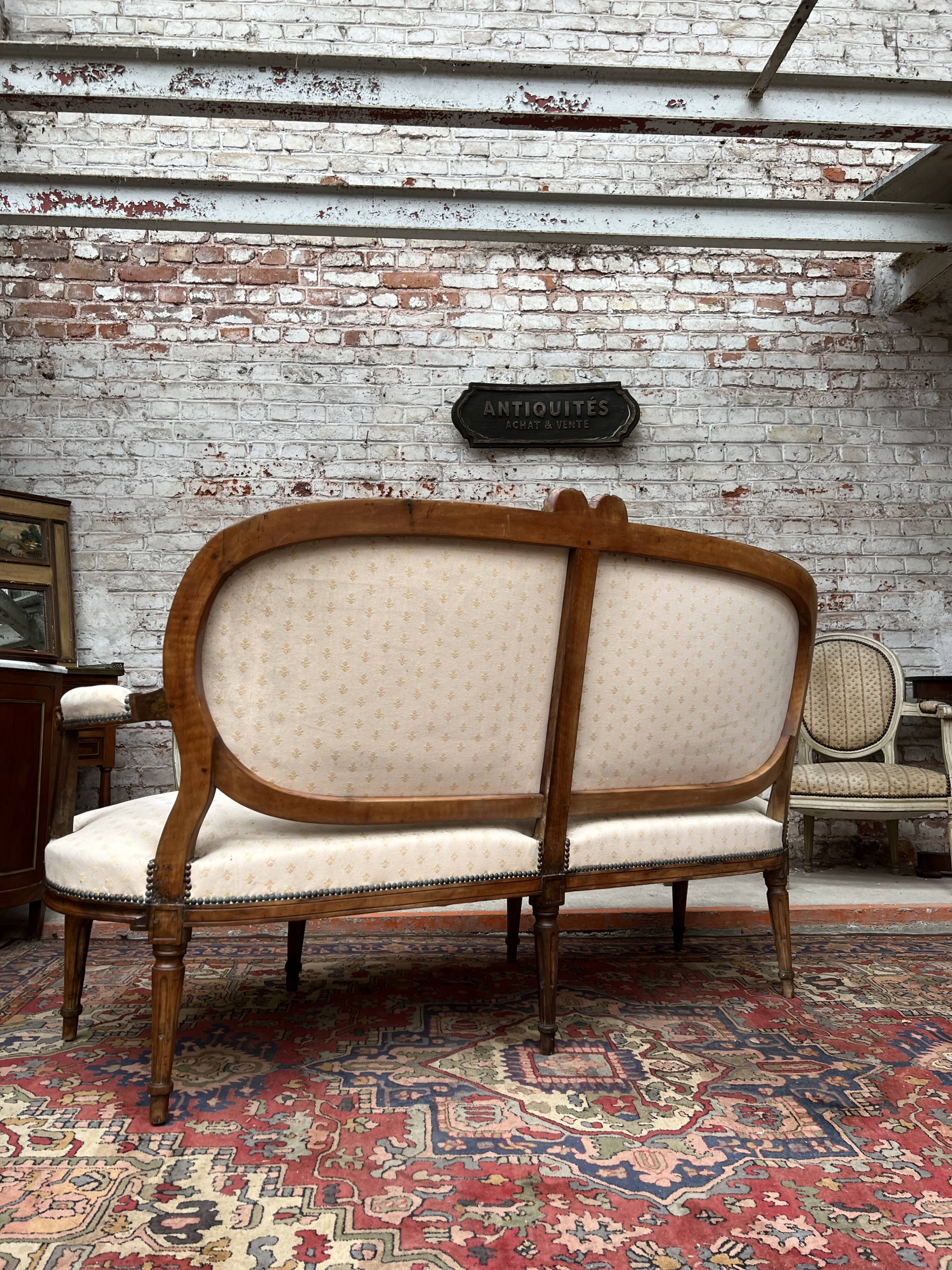Natural wood sofa Louis XVI XVIIIth