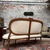 Canapé en bois naturel d’époque Louis XVI XVIIIème siècle