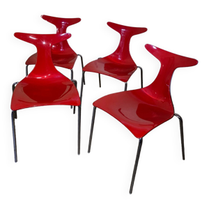 Série de 4 chaises rouge