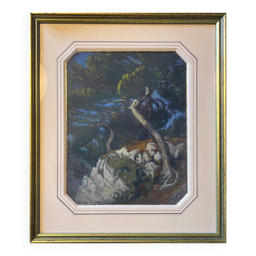 Tableau attr. Ed. Pannetier (1884-1965) Paysage du sud arbre
