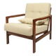 Vintage dark wood beige bouclé armchair by Z.Baczyk 1965