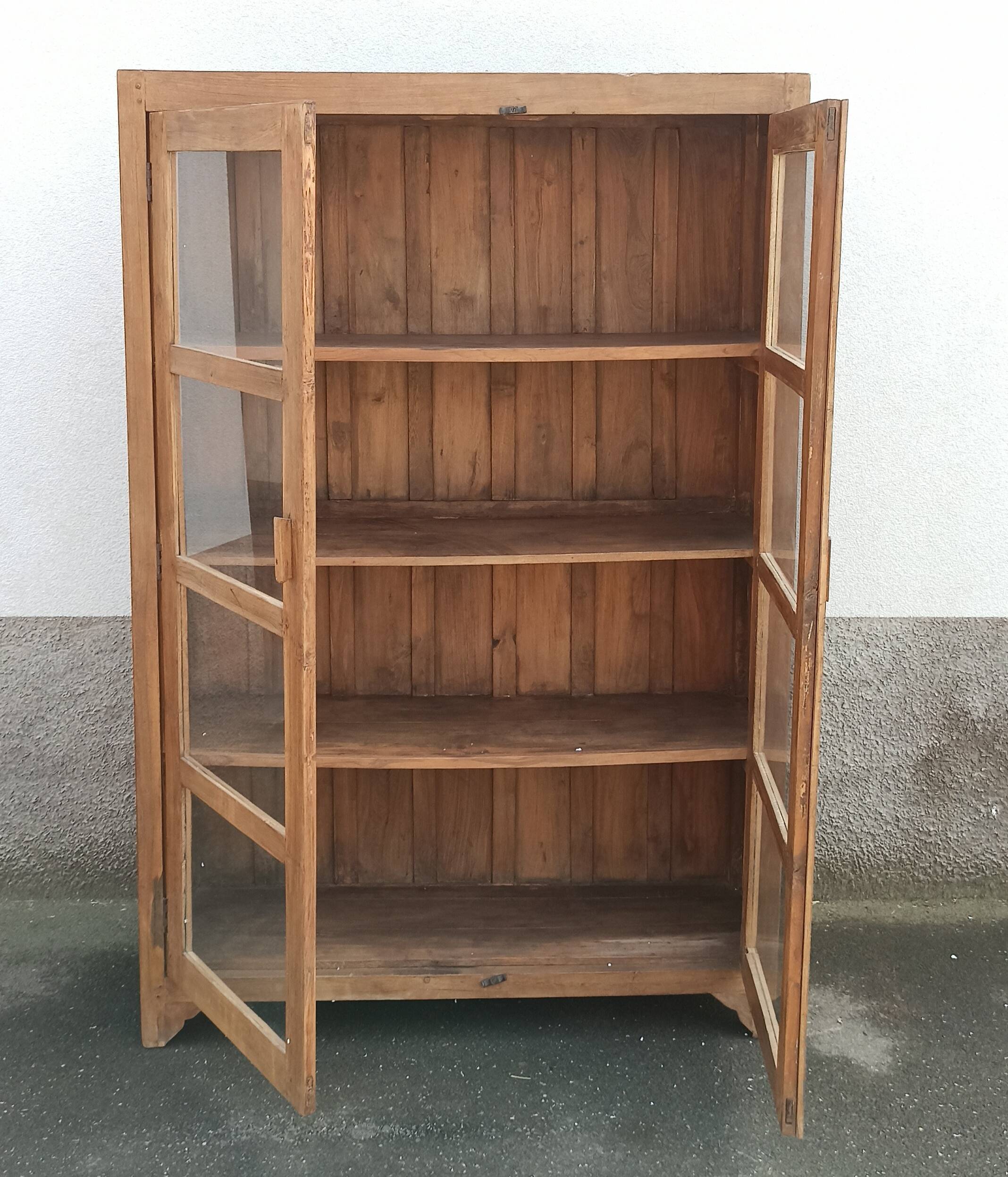 Old wooden glass cabinet