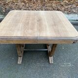 Restored Art Deco dining table in solid oak, 1940