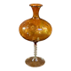 East German GDR Mouth-Blown Amber Art Glass Vase with Swirled Ribbing Texture, Possibly by Lauscha