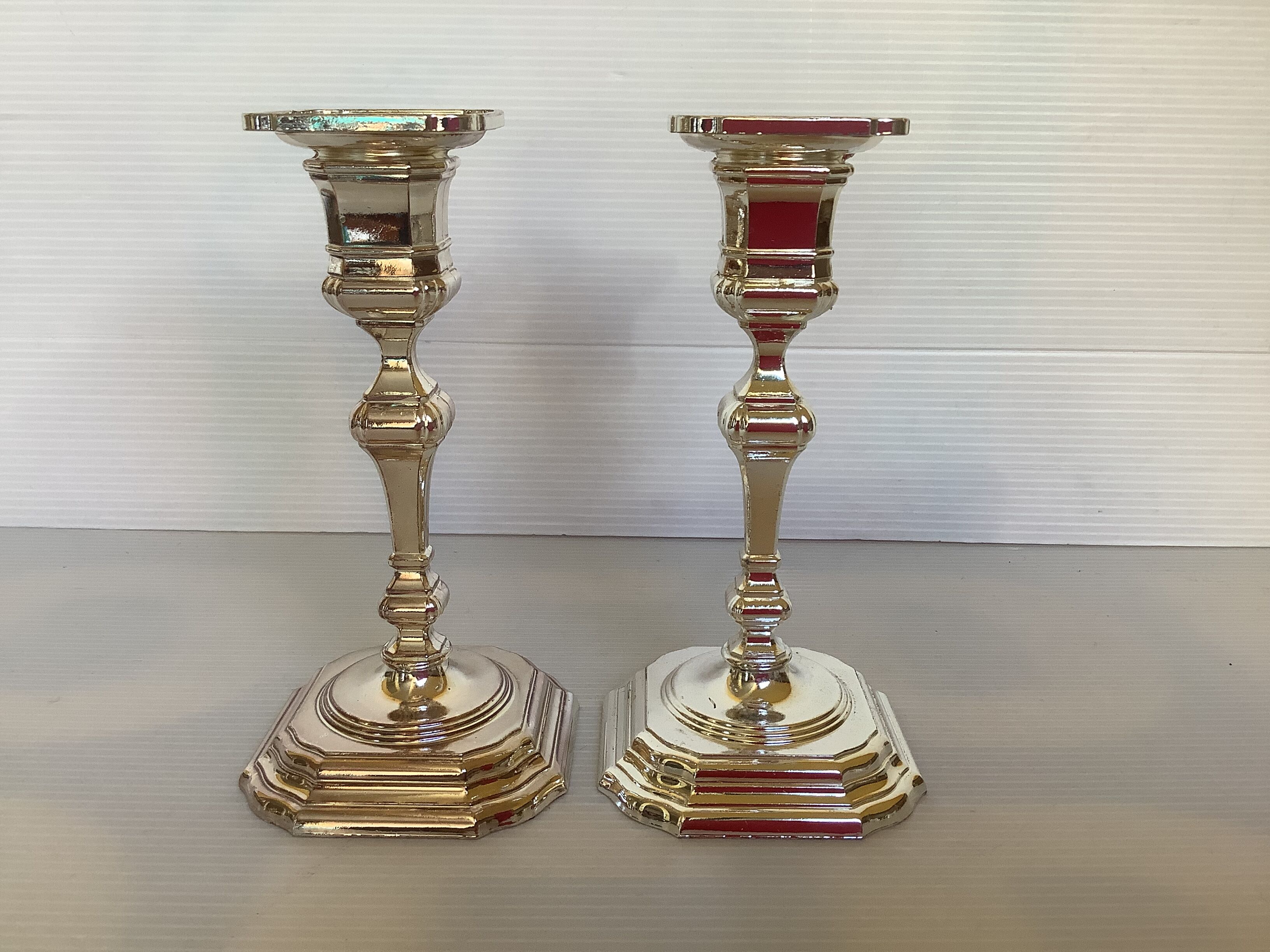 Pair of candlesticks silver metal W Germany