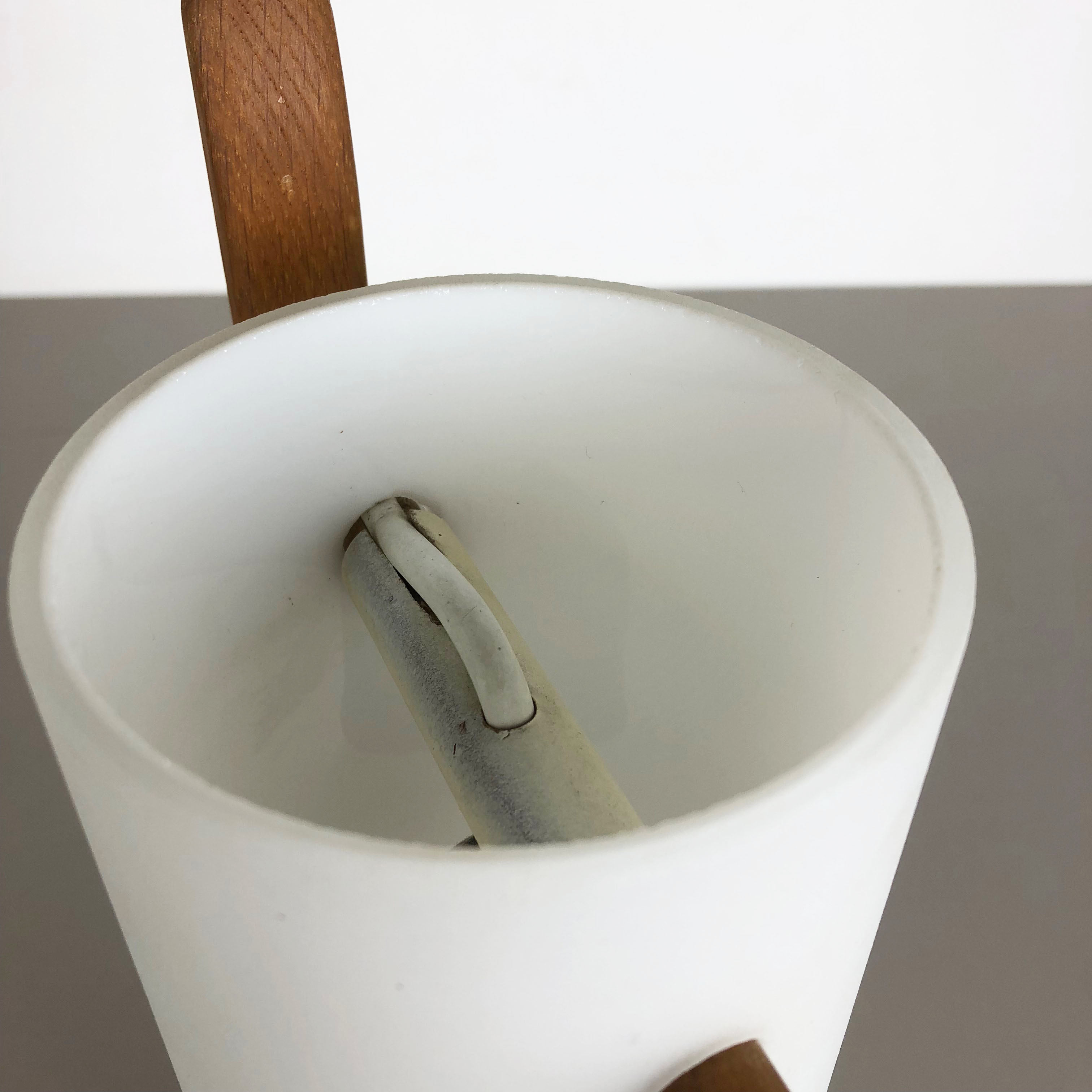 Teak and Glass Wall Sconces Light by Uno & Östen Kristiansson for Luxus, Sweden