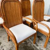 Suite of four chairs and two bamboo chairs