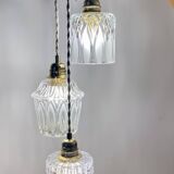 Vintage triple globe pendant light in molded glass