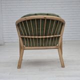 Années 1970, paire de fauteuils lounge scandinaves, mobilier en velours et rotin