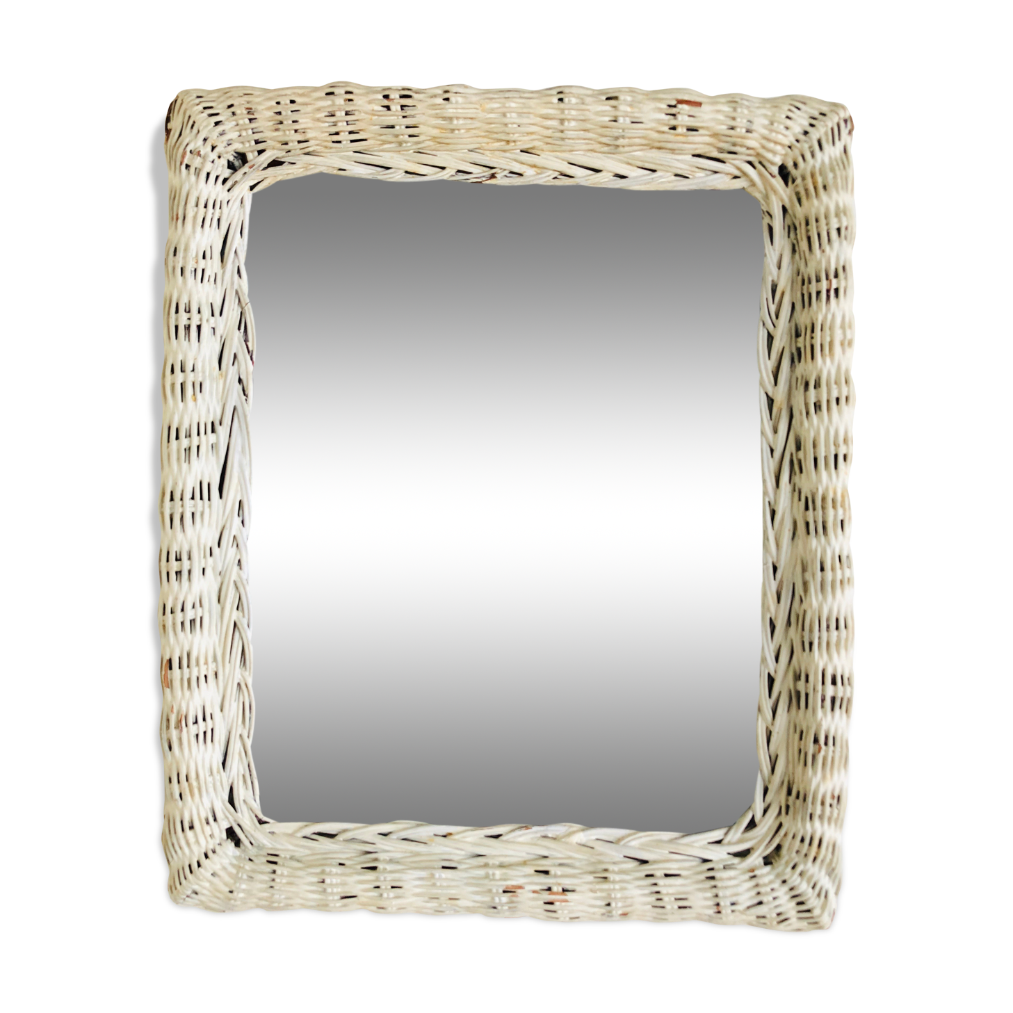 Braided wicker mirror