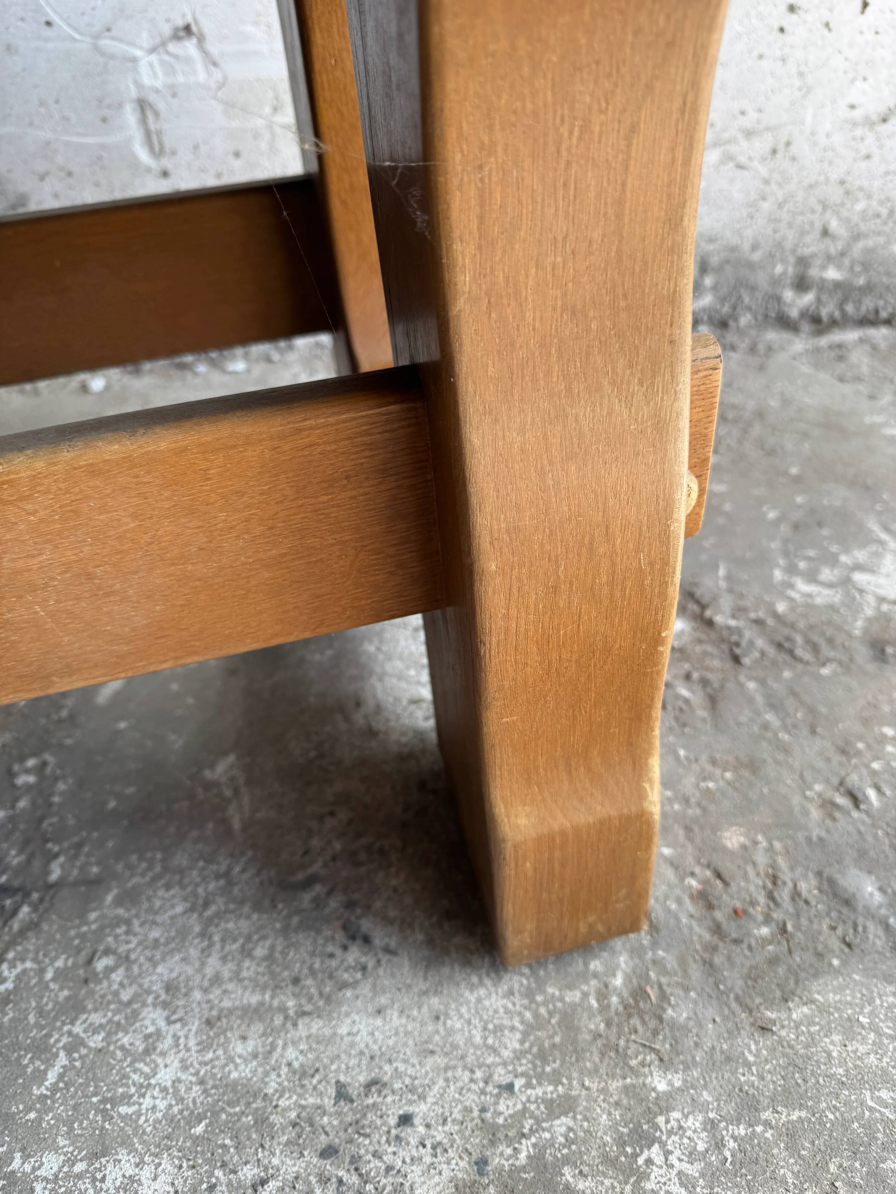 Vintage Oak Coffee Table with Belgian Blue Stone Top — Natural Oak & Dark Slate Grey, 1950s