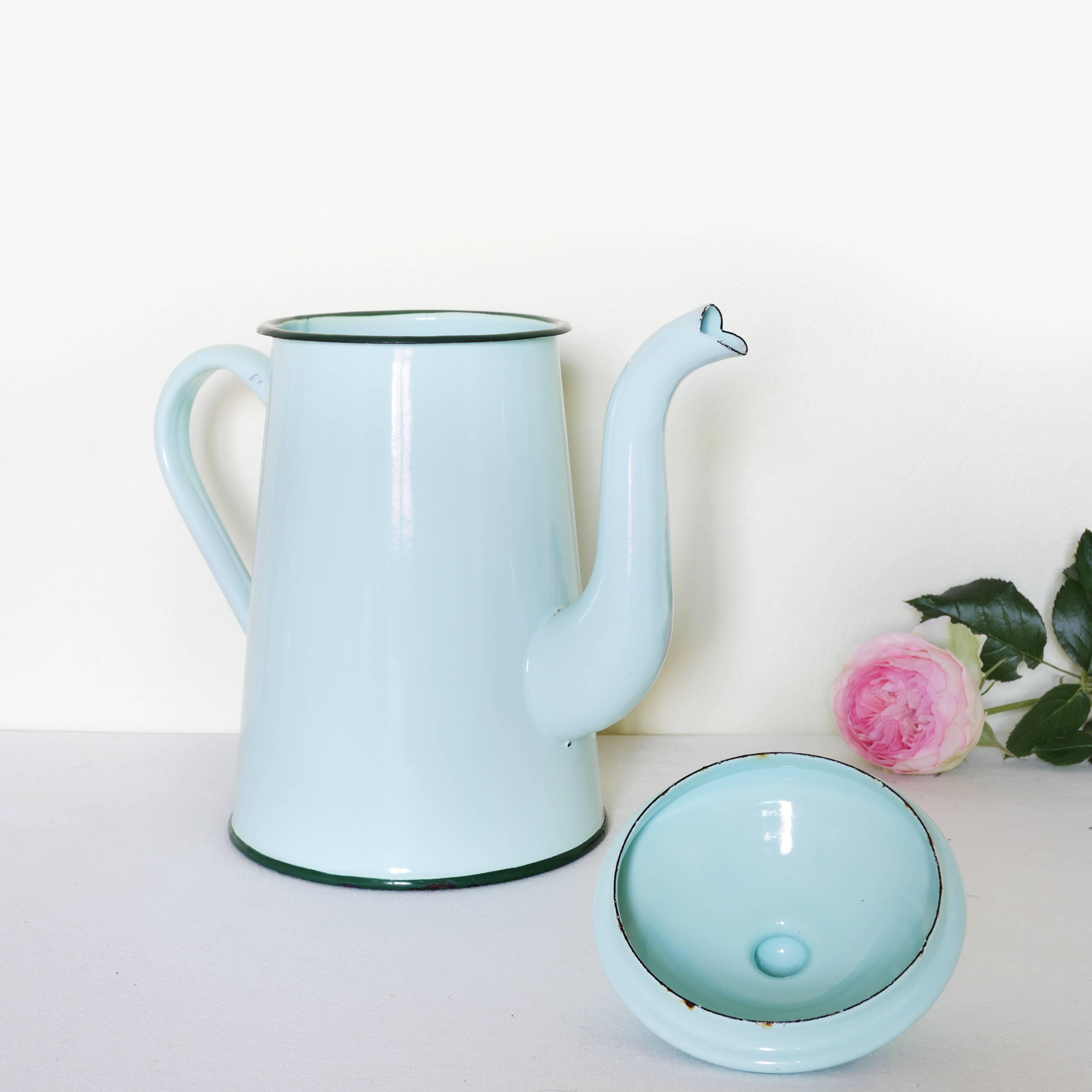 Old mint enamelled coffee maker
