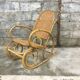 Rocking chair en rotin bambou et osier vintage 1950