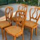 4 Louis Philippe curved wood caned dining chairs