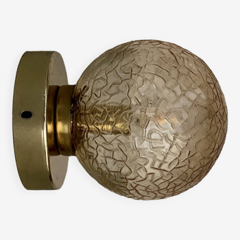 Vintage globe wall or ceiling light in amber glass