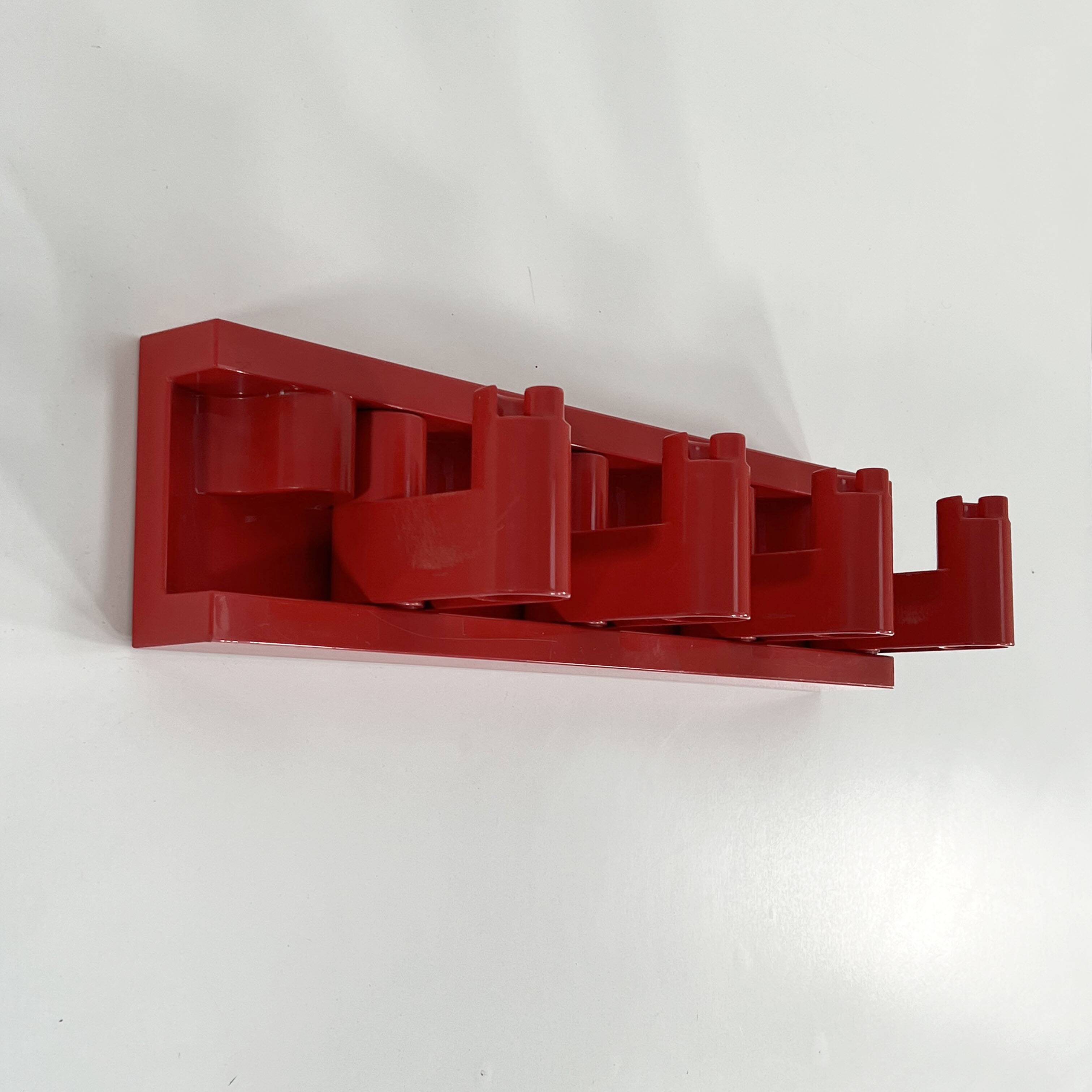 Red “Minivip” wall coat rack by Benanti & Brunori for Velca Legnano, 1970s