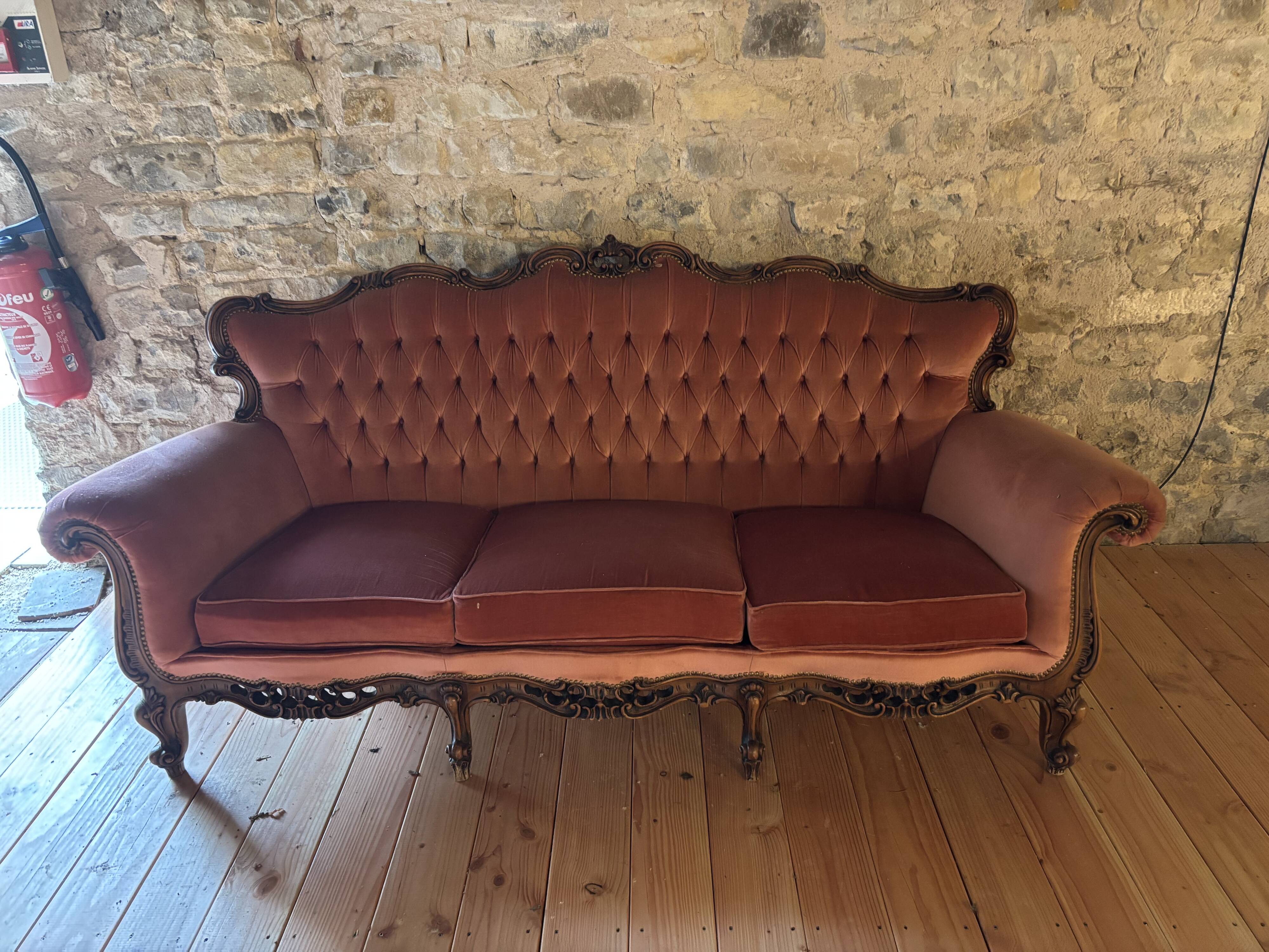 Salon style Napoléon III velours rose