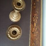 Pair of large candlesticks in gilded brass, 19th century