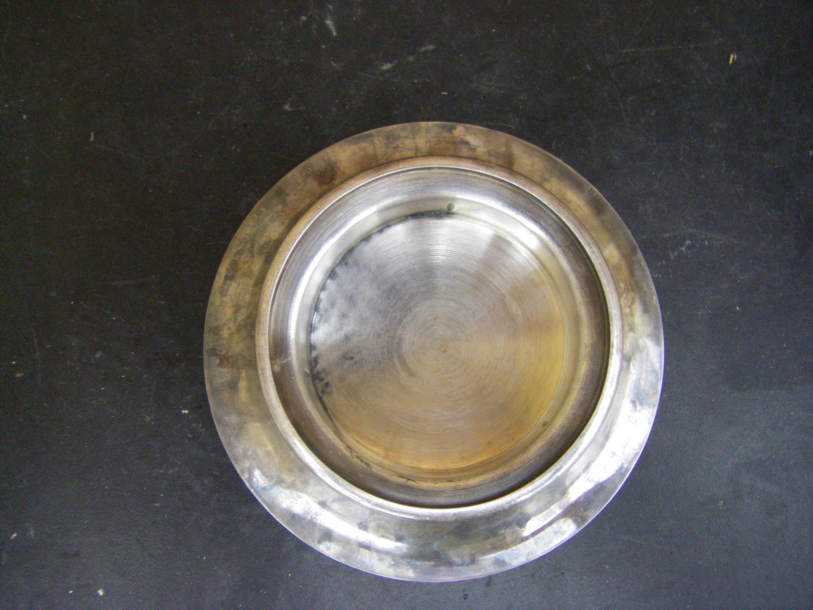 Coquillor style butter dish in silver metal