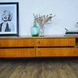 Low Scandinavian teak sideboard Metal
