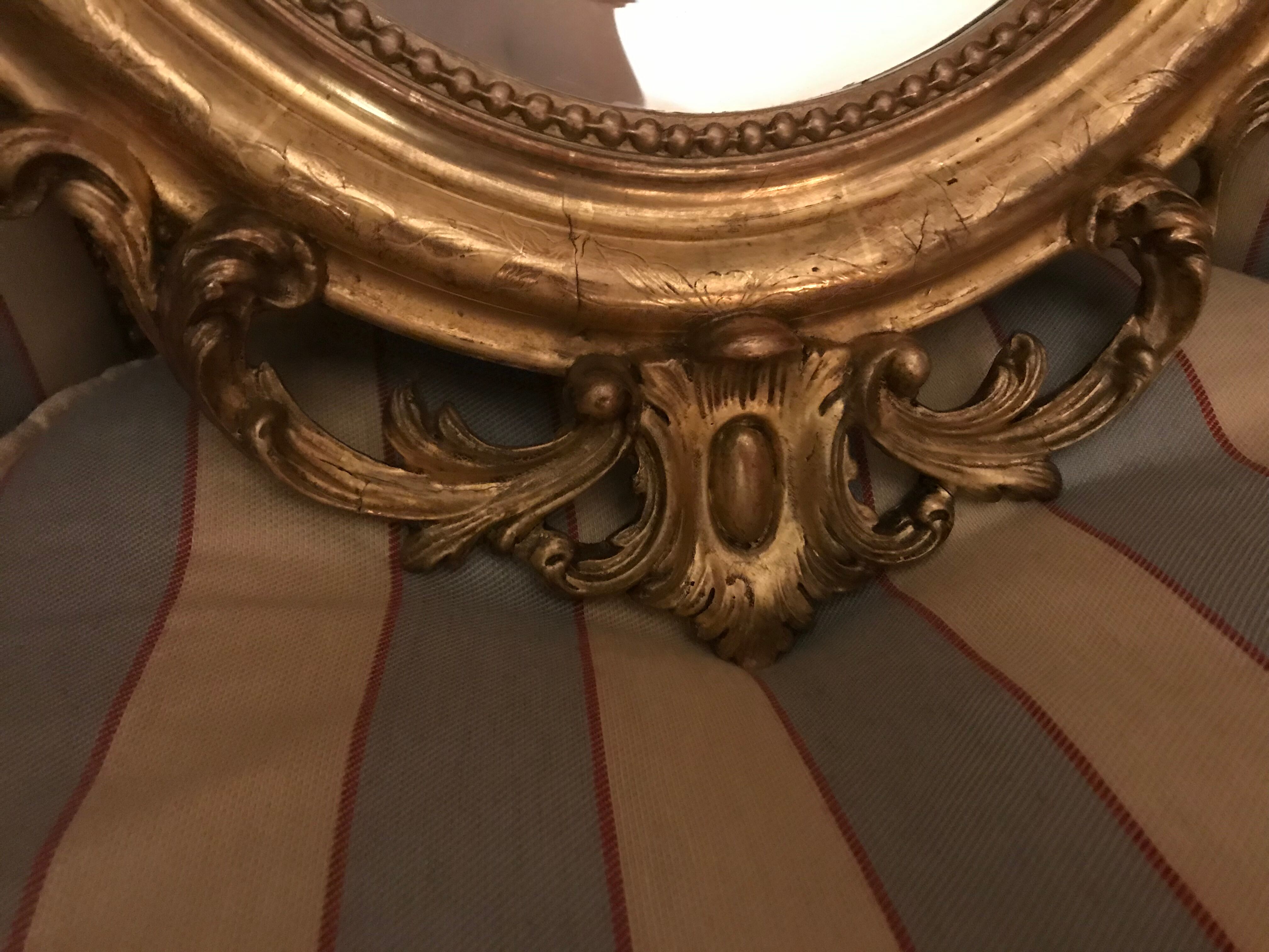 Mirror oval gold leaf Louis XVI 52x90cm