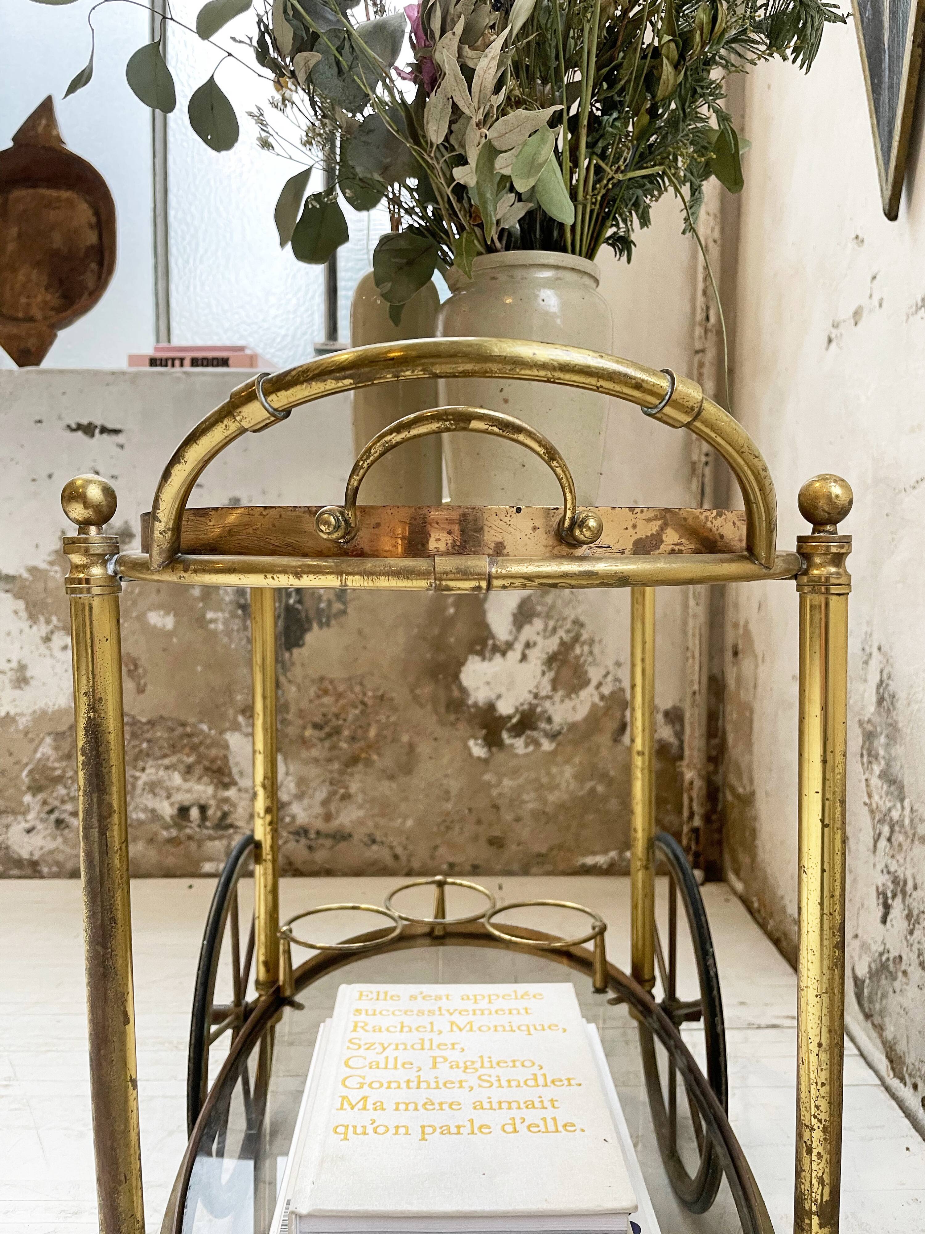 Cart serves brass bar