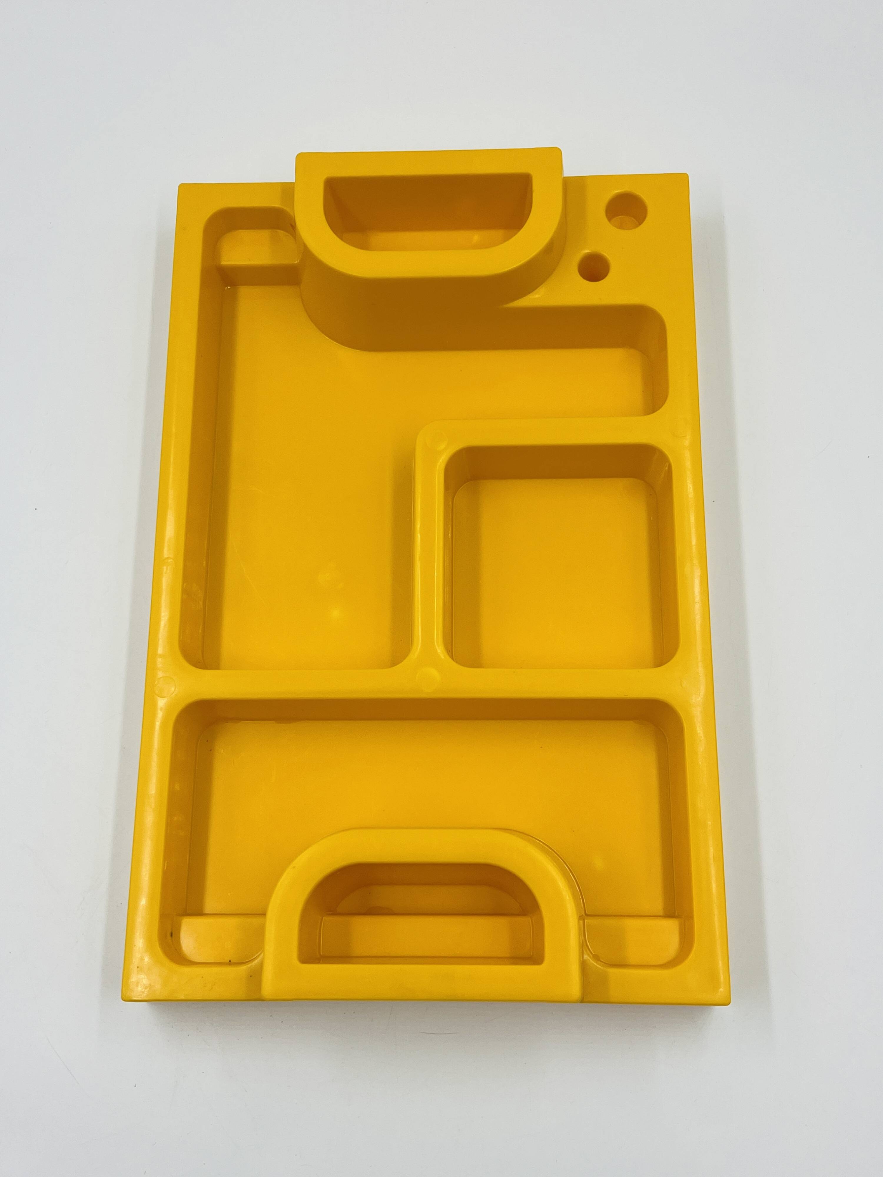 1970s yellow Space Age desk organiser