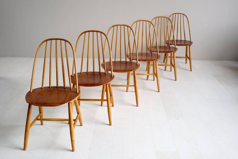 Set of 6 chairs Sven Erik Fryklund for Hagafors, model 16, Sweden, 1950