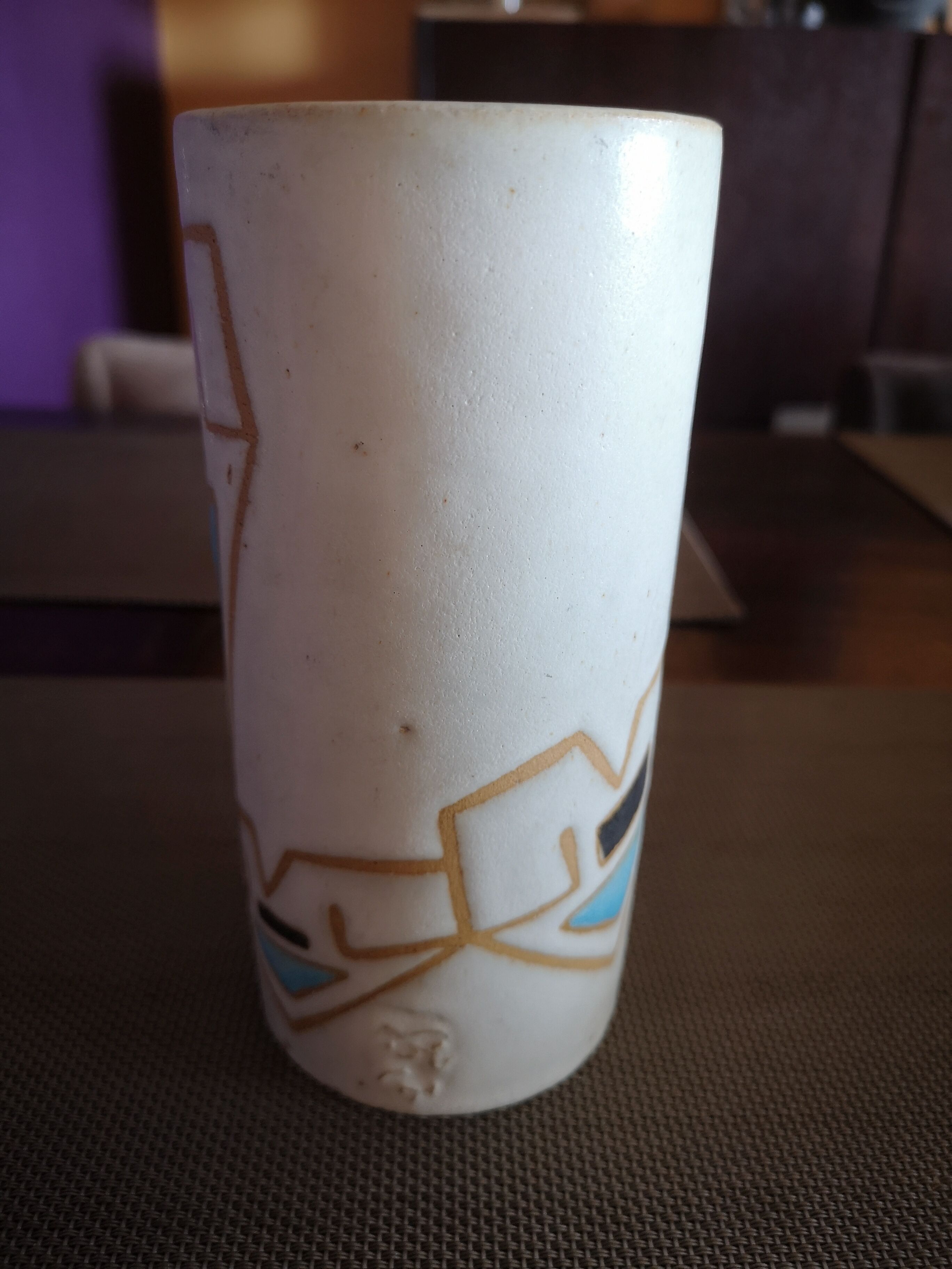 Vase ceramic roller stylized geometric patterns - Signed - 1960s/1970s