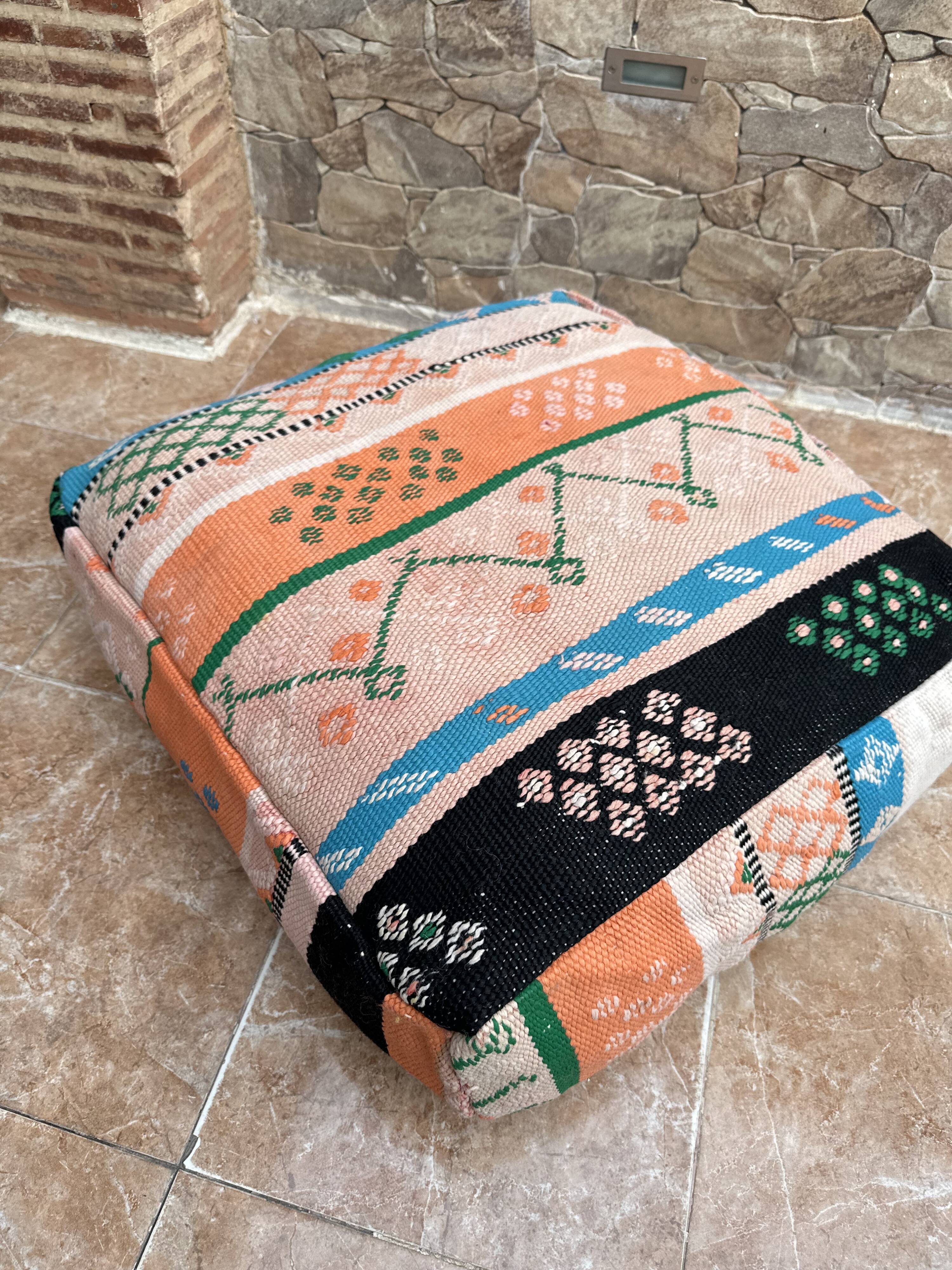 Handmade Berber Kilim pouf