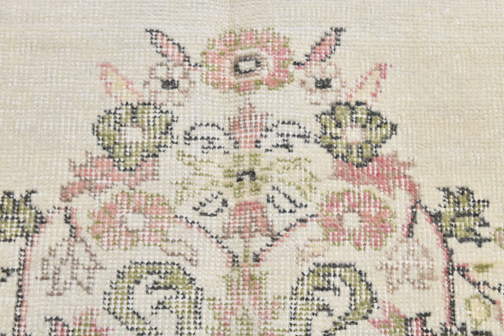 Beige & Green Vintage Persian Rug, Soft Palette Rug, 204x320 Cm