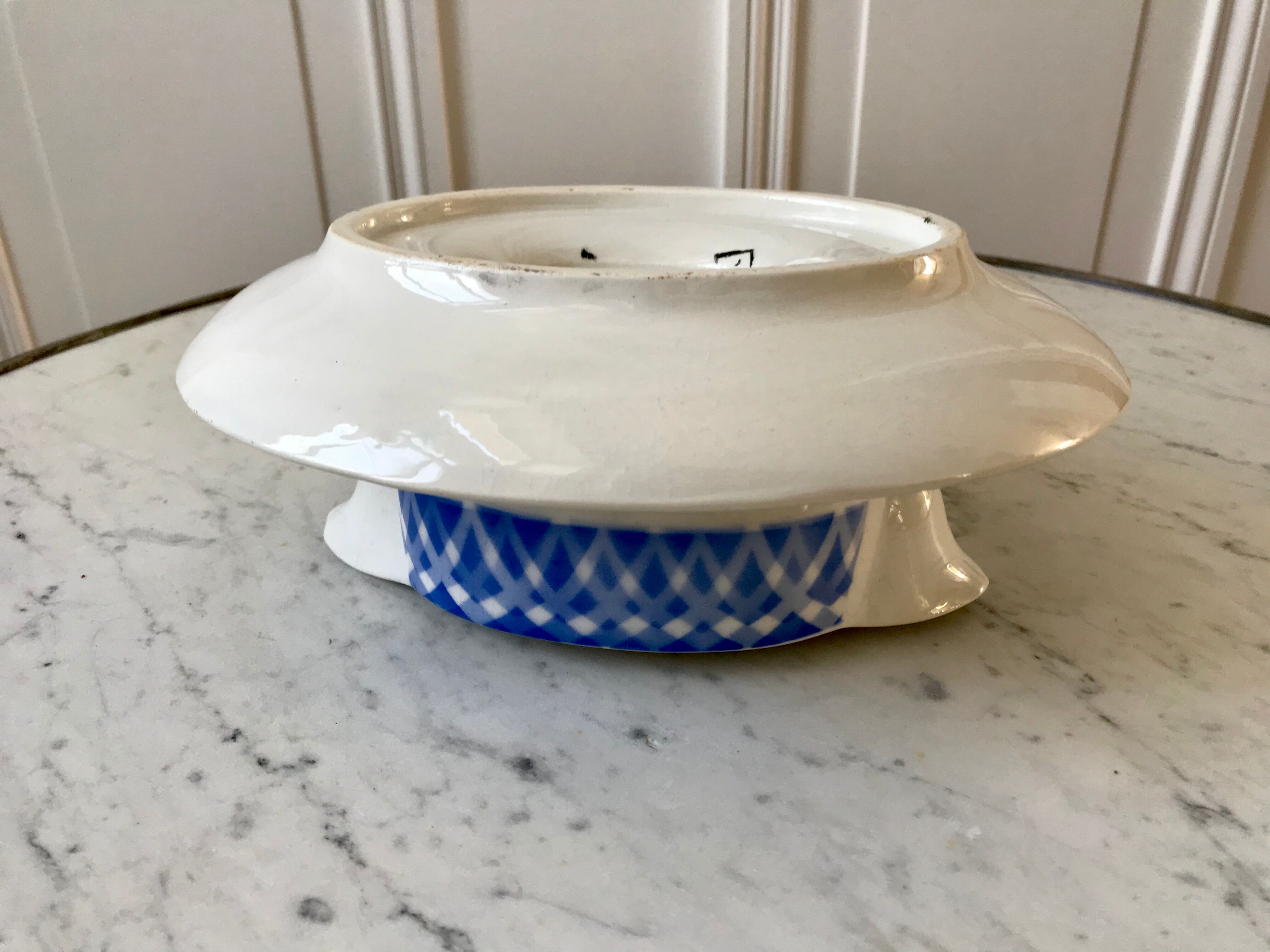 Saucière Digoin Sarreguemines blue 30s
