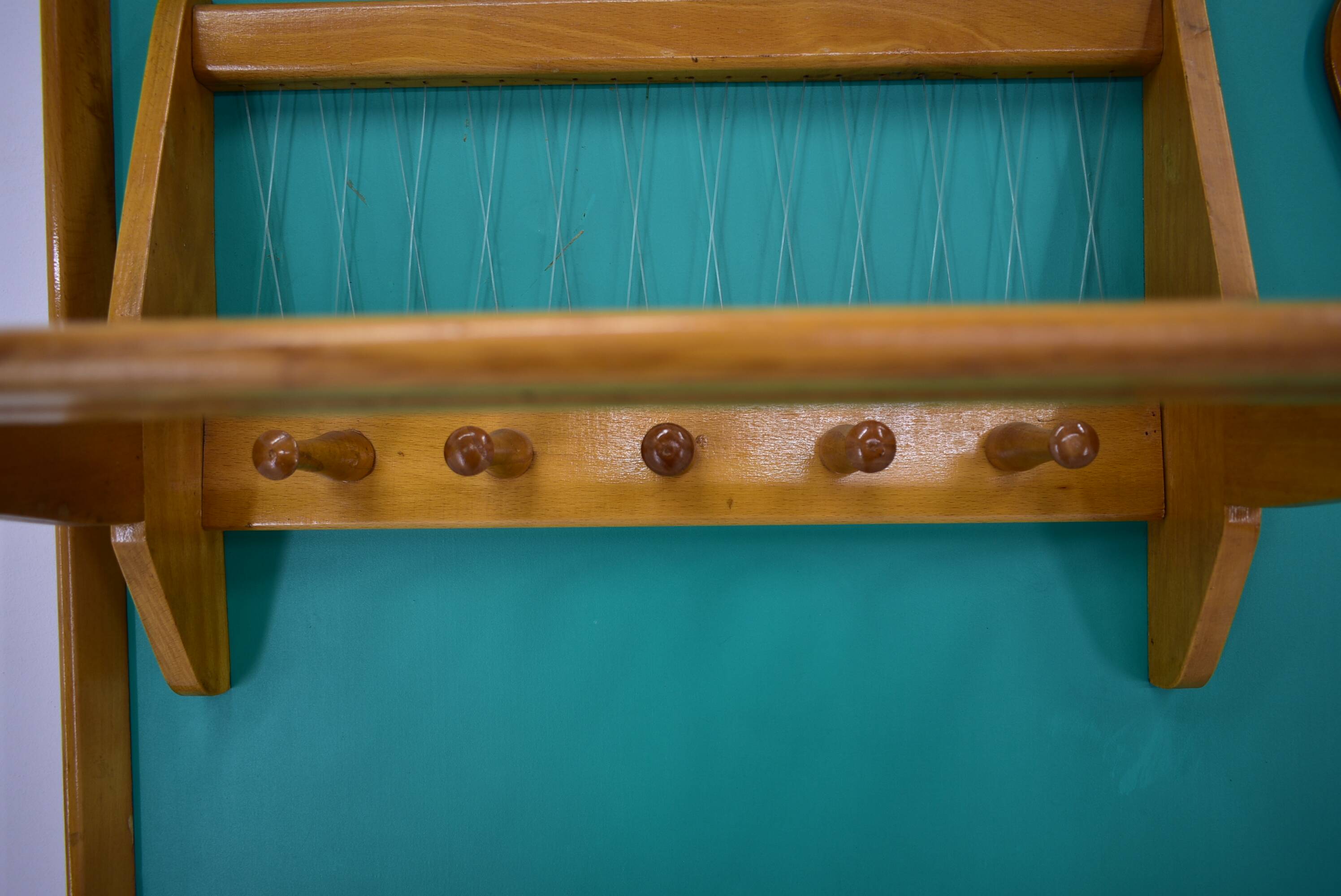 Mid-Century  Wall Mounted Coat Rack Czechoslovakia , 1970's