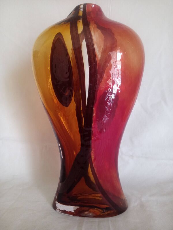 Vase soliflore Art Déco en verre de Murano, h - 36 cm.