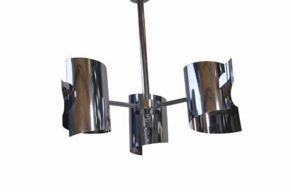Vintage chrome steel pendant light, 1970s design