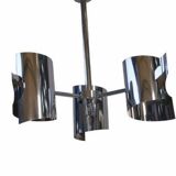 Vintage chrome steel pendant light, 1970s design