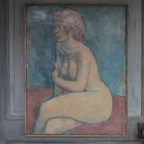 Painting signed Béchon-Sauzeau, painting of a nude woman, oil on canvas